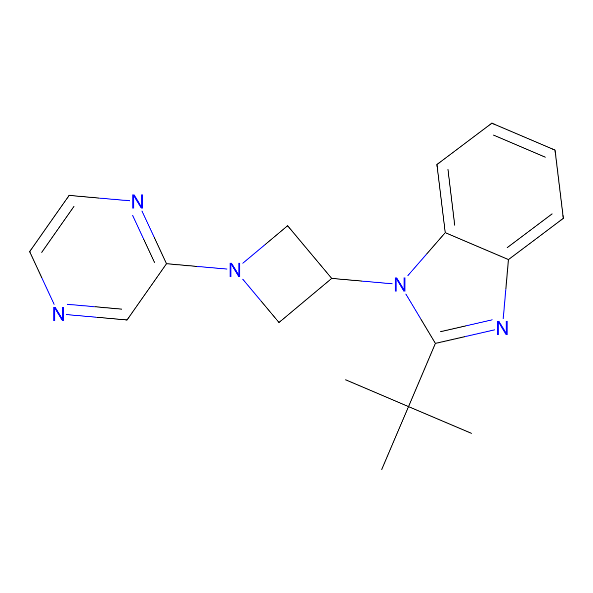 2-tert-butyl-1-[1-(pyrazin-2-yl)azetidin-3-yl]-1H-1,3-benzodiazole molecular structure, CAS 2415624-40-5
