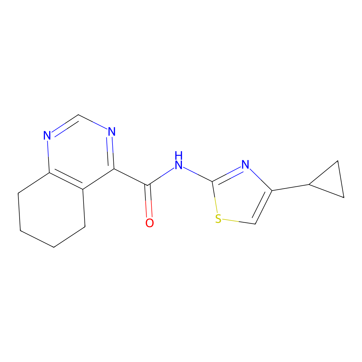 N-(4-Cyclopropyl-1,3-thiazol-2-yl)-5,6,7,8-tetrahydroquinazoline-4-carboxamide molecular structure, CAS 2415624-43-8