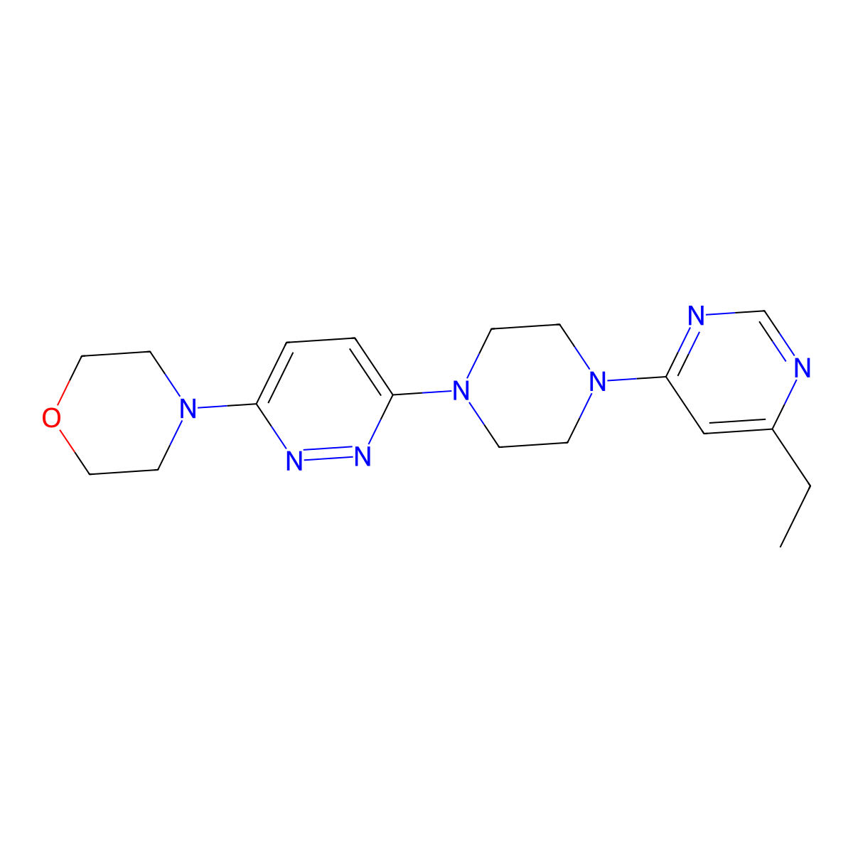4-{6-[4-(6-Ethylpyrimidin-4-yl)piperazin-1-yl]pyridazin-3-yl}morpholine molecular structure, CAS 2415624-44-9