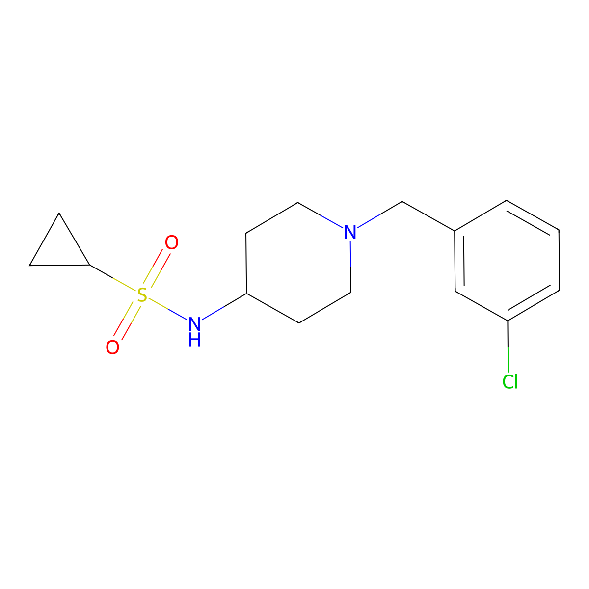 N-{1-[(3-chlorophenyl)methyl]piperidin-4-yl}cyclopropanesulfonamide molecular structure, CAS 2415624-62-1