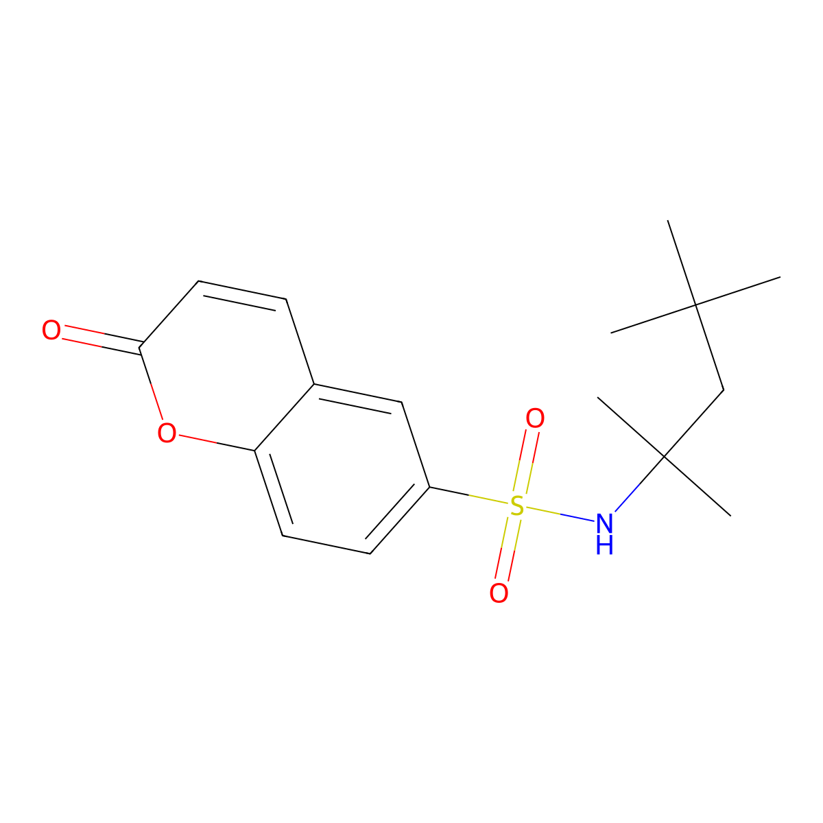2-oxo-N-(2,4,4-trimethylpentan-2-yl)-2H-chromene-6-sulfonamide molecular structure, CAS 2415624-64-3