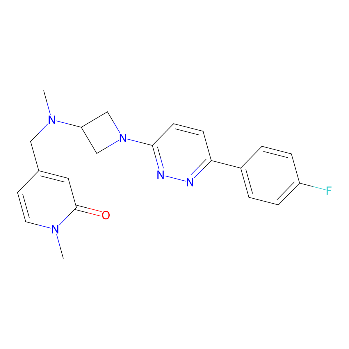 4-[({1-[6-(4-Fluorophenyl)pyridazin-3-yl]azetidin-3-yl}(methyl)amino)methyl]-1-methyl-1,2-dihydropyridin-2-one molecular structure, CAS 2415624-74-5