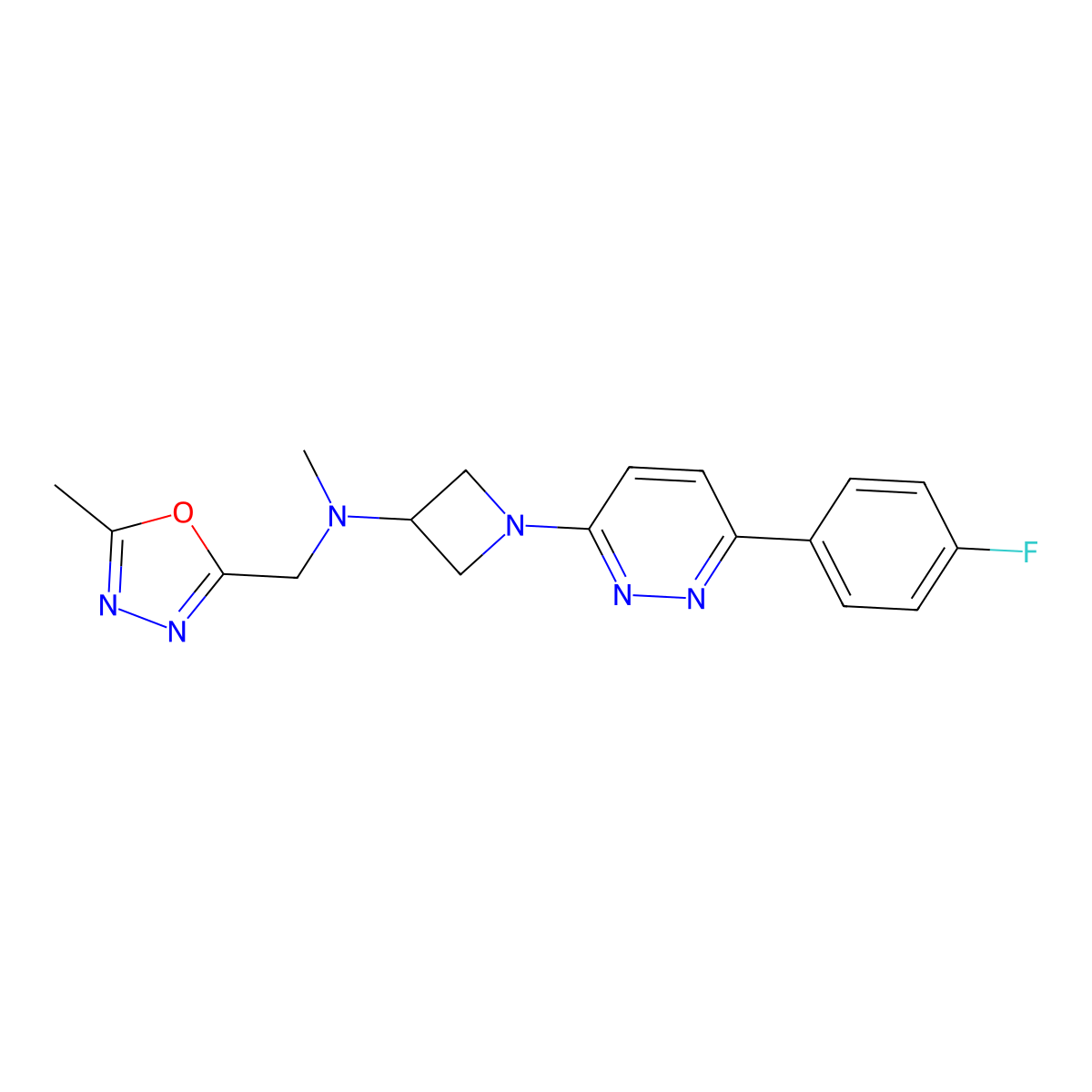 1-[6-(4-Fluorophenyl)pyridazin-3-yl]-N-methyl-N-[(5-methyl-1,3,4-oxadiazol-2-yl)methyl]azetidin-3-amine molecular structure, CAS 2415624-75-6