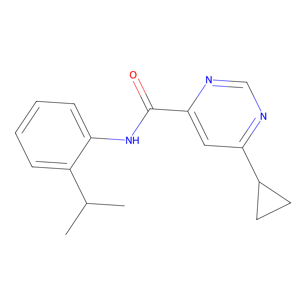 6-cyclopropyl-N-[2-(propan-2-yl)phenyl]pyrimidine-4-carboxamide molecular structure, CAS 2415624-77-8