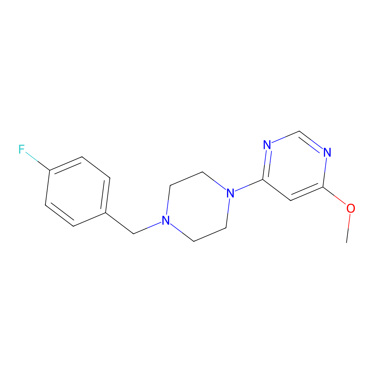 4-{4-[(4-Fluorophenyl)methyl]piperazin-1-yl}-6-methoxypyrimidine molecular structure, CAS 2415624-79-0