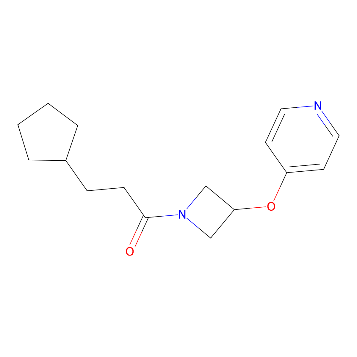 3-Cyclopentyl-1-[3-(pyridin-4-yloxy)azetidin-1-yl]propan-1-one molecular structure, CAS 2415624-86-9