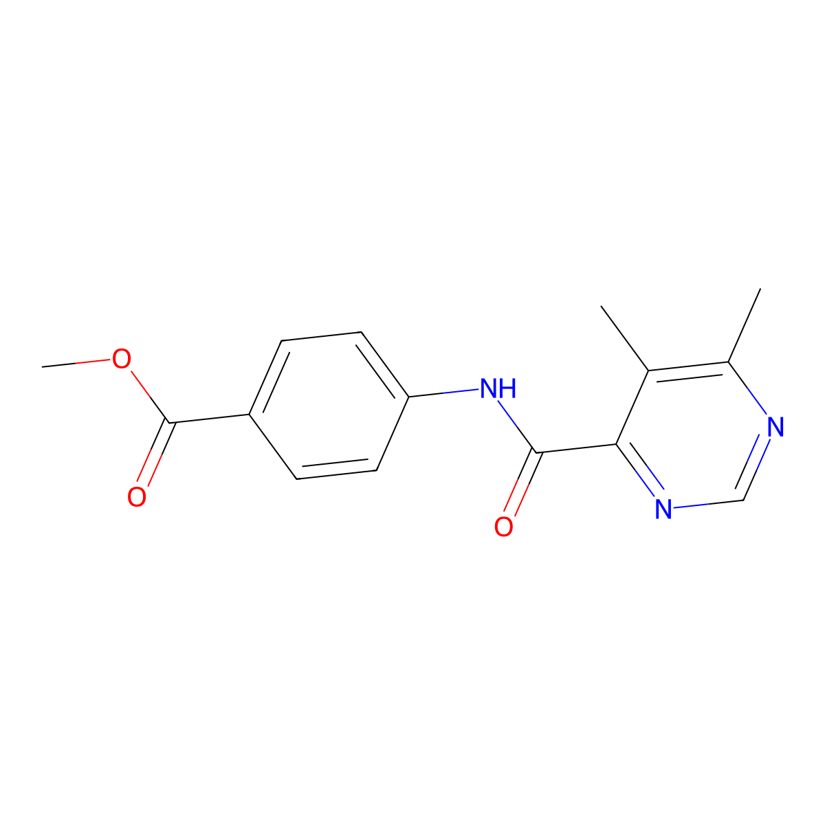 Methyl 4-(5,6-dimethylpyrimidine-4-amido)benzoate molecular structure, CAS 2415624-94-9