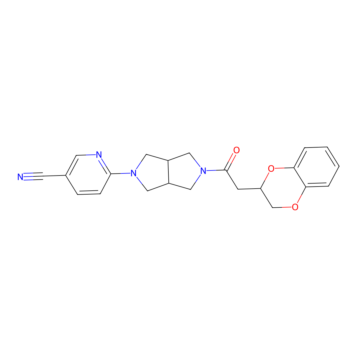 6-{5-[2-(2,3-Dihydro-1,4-benzodioxin-2-yl)acetyl]-octahydropyrrolo[3,4-c]pyrrol-2-yl}pyridine-3-carbonitrile molecular structure, CAS 2415624-97-2