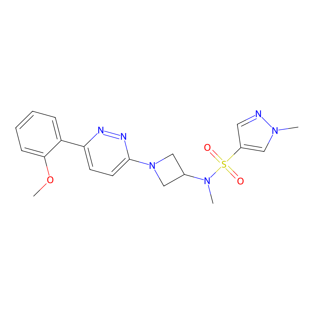 N-{1-[6-(2-methoxyphenyl)pyridazin-3-yl]azetidin-3-yl}-N,1-dimethyl-1H-pyrazole-4-sulfonamide molecular structure, CAS 2415624-99-4
