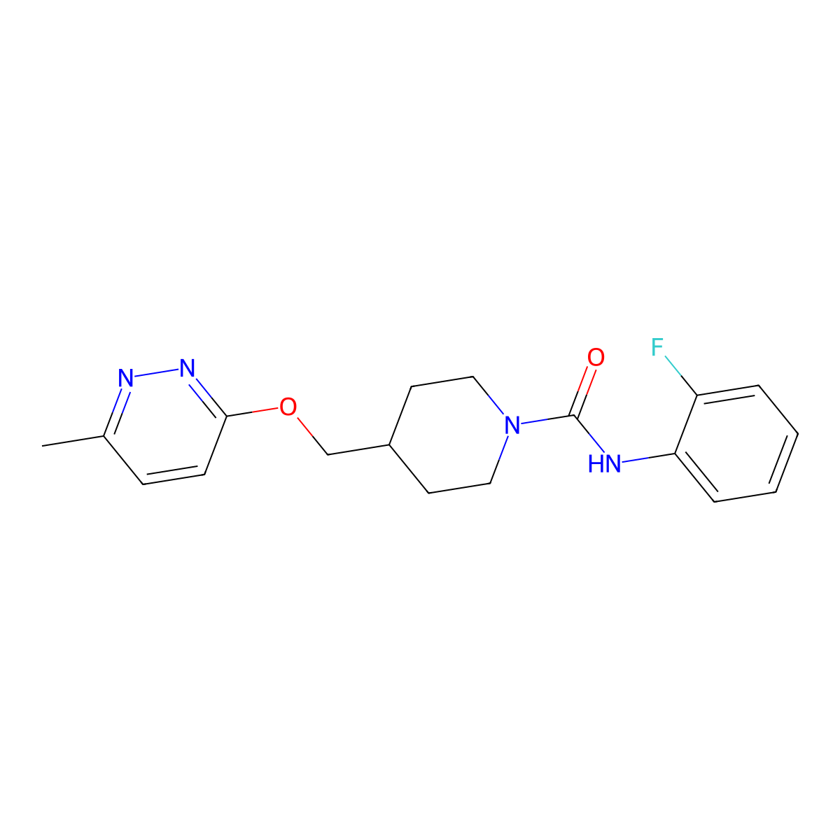 N-(2-fluorophenyl)-4-{[(6-methylpyridazin-3-yl)oxy]methyl}piperidine-1-carboxamide molecular structure, CAS 2415625-00-0