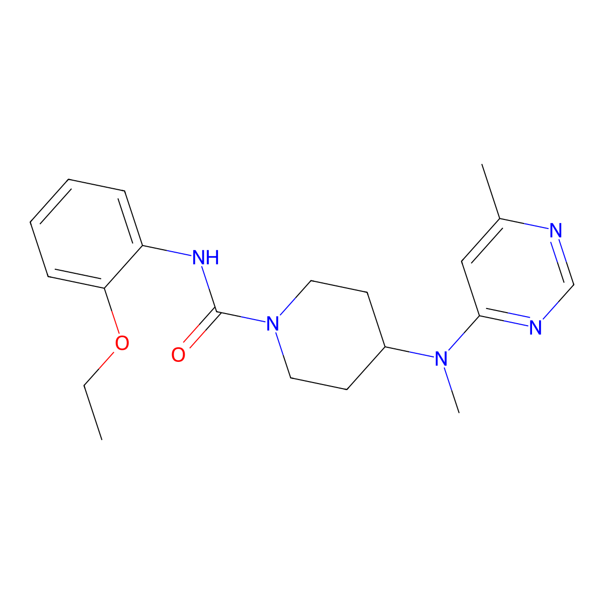 N-(2-ethoxyphenyl)-4-[methyl(6-methylpyrimidin-4-yl)amino]piperidine-1-carboxamide molecular structure, CAS 2415625-03-3