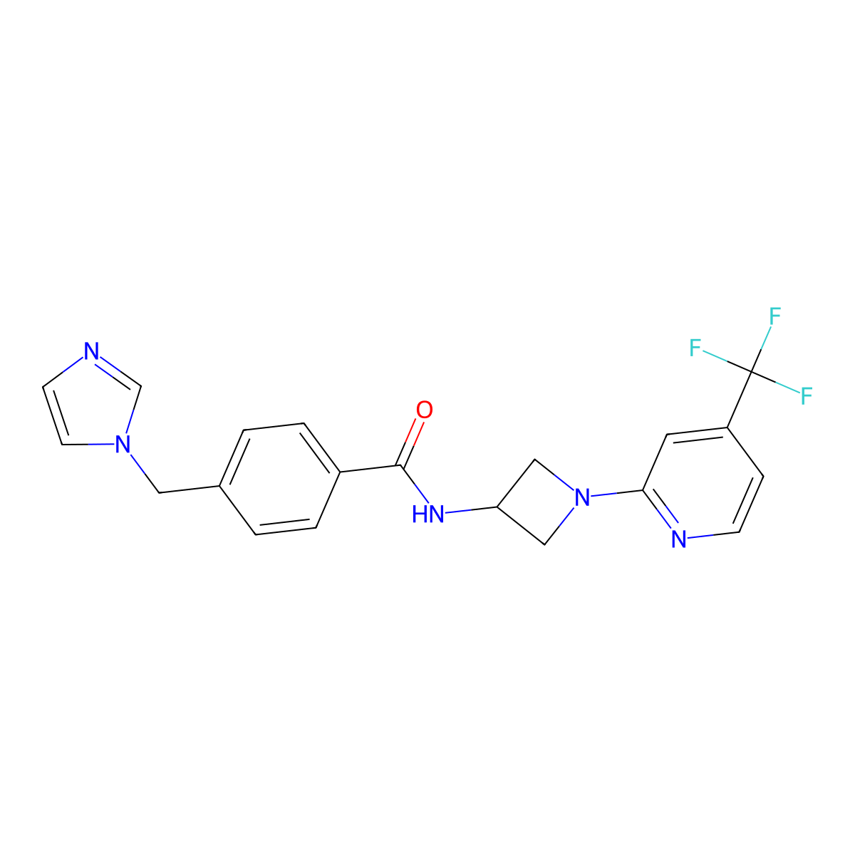 4-[(1H-imidazol-1-yl)methyl]-N-{1-[4-(trifluoromethyl)pyridin-2-yl]azetidin-3-yl}benzamide molecular structure, CAS 2415625-05-5