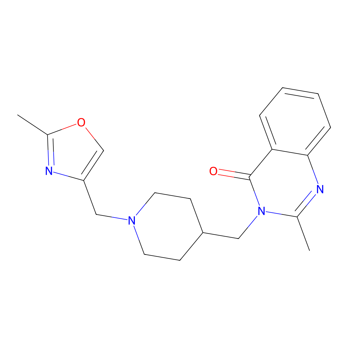 2-Methyl-3-({1-[(2-methyl-1,3-oxazol-4-yl)methyl]piperidin-4-yl}methyl)-3,4-dihydroquinazolin-4-one molecular structure, CAS 2415625-13-5
