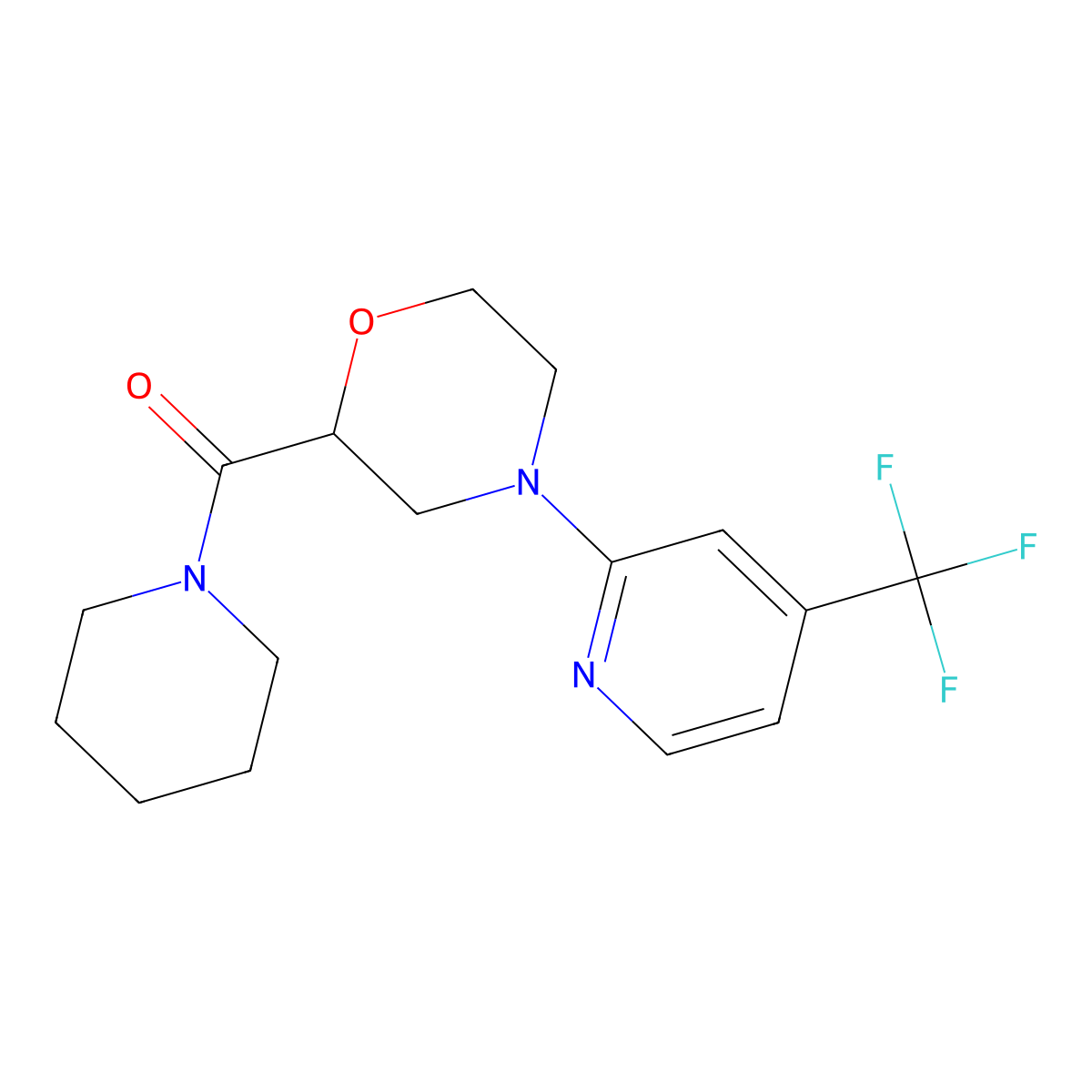 2-(Piperidine-1-carbonyl)-4-[4-(trifluoromethyl)pyridin-2-yl]morpholine molecular structure, CAS 2415625-14-6