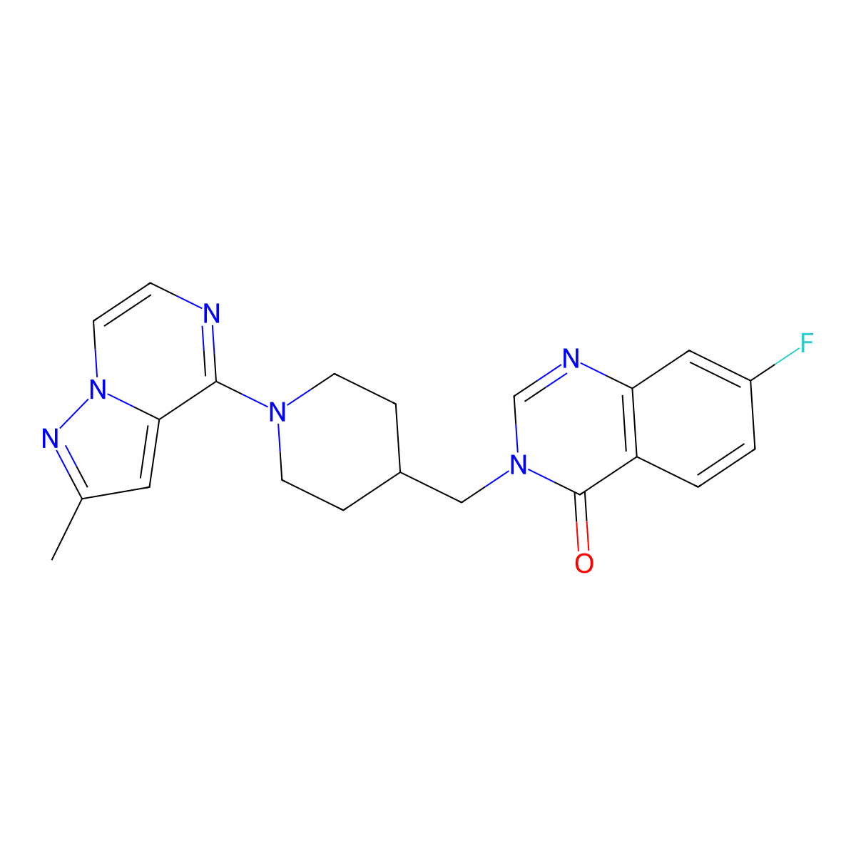 7-Fluoro-3-[(1-{2-methylpyrazolo[1,5-a]pyrazin-4-yl}piperidin-4-yl)methyl]-3,4-dihydroquinazolin-4-one molecular structure, CAS 2415625-17-9