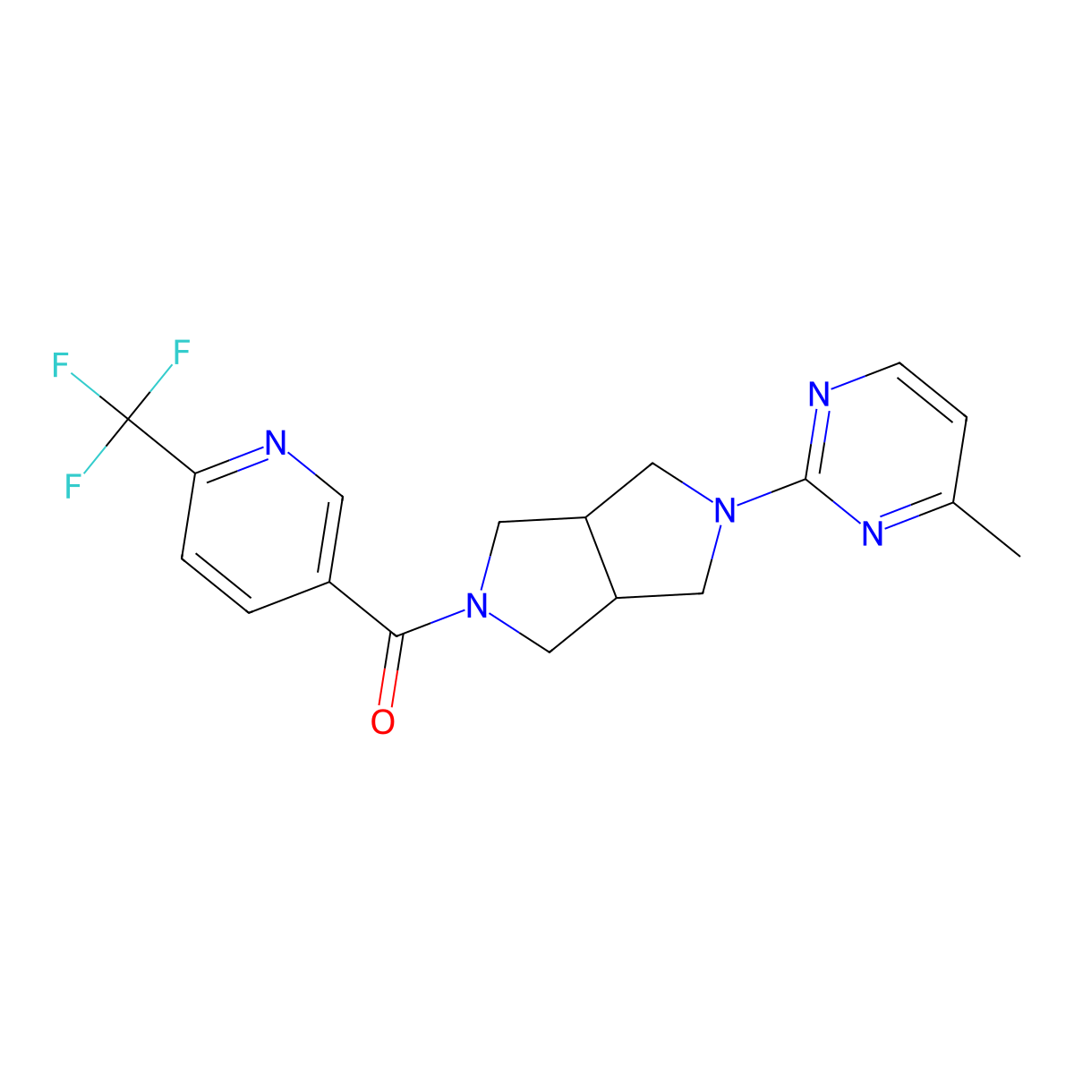 4-Methyl-2-{5-[6-(trifluoromethyl)pyridine-3-carbonyl]-octahydropyrrolo[3,4-c]pyrrol-2-yl}pyrimidine molecular structure, CAS 2415625-23-7