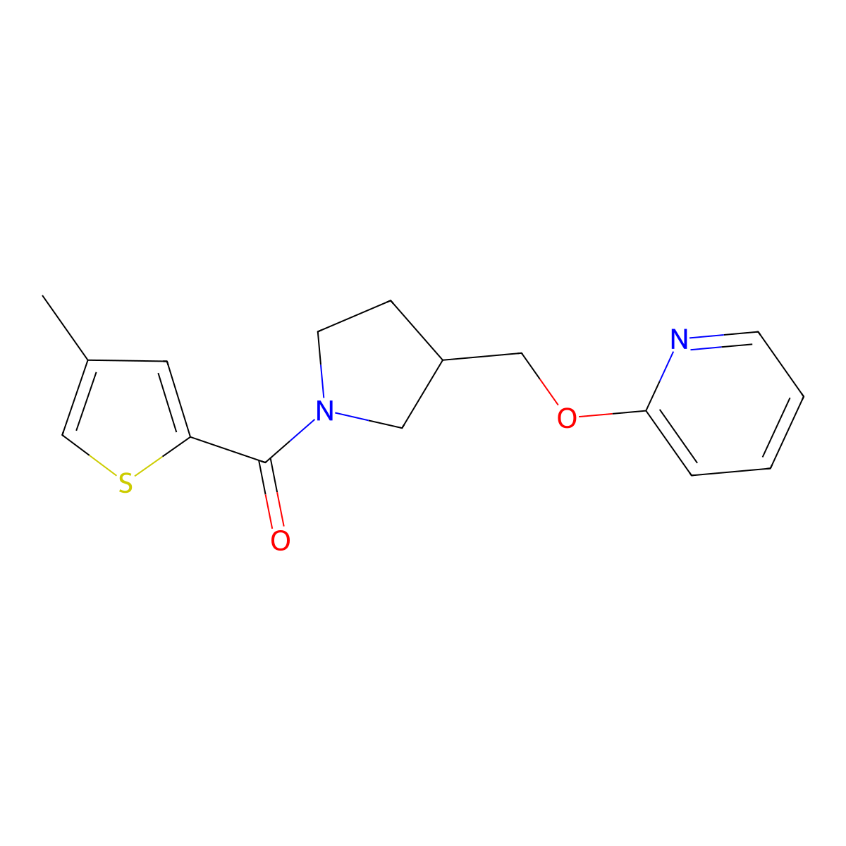 2-{[1-(4-Methylthiophene-2-carbonyl)pyrrolidin-3-yl]methoxy}pyridine molecular structure, CAS 2415625-29-3