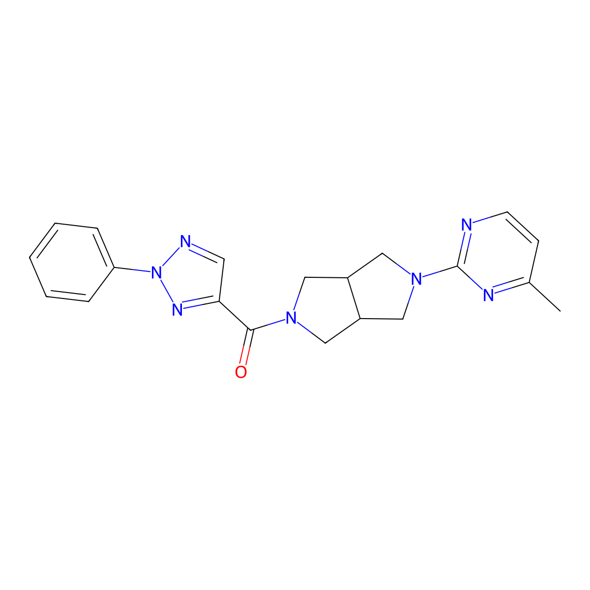 4-methyl-2-[5-(2-phenyl-2H-1,2,3-triazole-4-carbonyl)-octahydropyrrolo[3,4-c]pyrrol-2-yl]pyrimidine molecular structure, CAS 2415625-30-6
