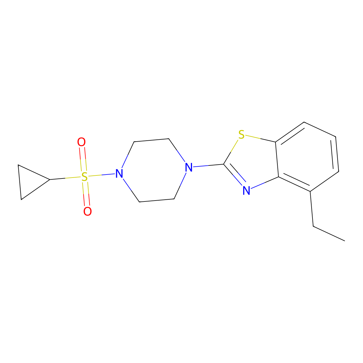 2-[4-(Cyclopropanesulfonyl)piperazin-1-yl]-4-ethyl-1,3-benzothiazole molecular structure, CAS 2415625-31-7