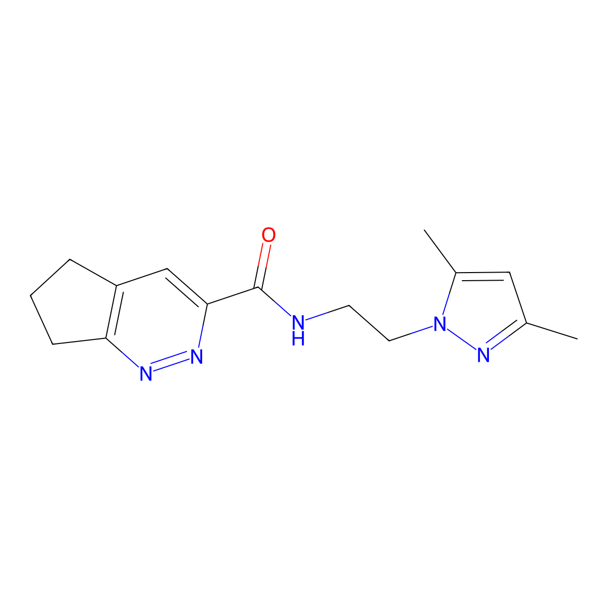 N-[2-(3,5-dimethyl-1H-pyrazol-1-yl)ethyl]-5H,6H,7H-cyclopenta[c]pyridazine-3-carboxamide molecular structure, CAS 2415628-25-8