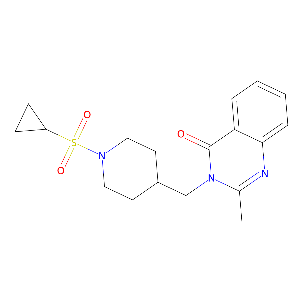 3-{[1-(Cyclopropanesulfonyl)piperidin-4-yl]methyl}-2-methyl-3,4-dihydroquinazolin-4-one molecular structure, CAS 2415628-26-9