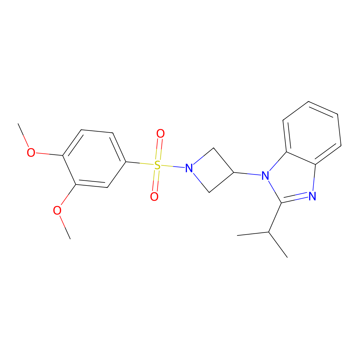 1-[1-(3,4-dimethoxybenzenesulfonyl)azetidin-3-yl]-2-(propan-2-yl)-1H-1,3-benzodiazole molecular structure, CAS 2415628-29-2
