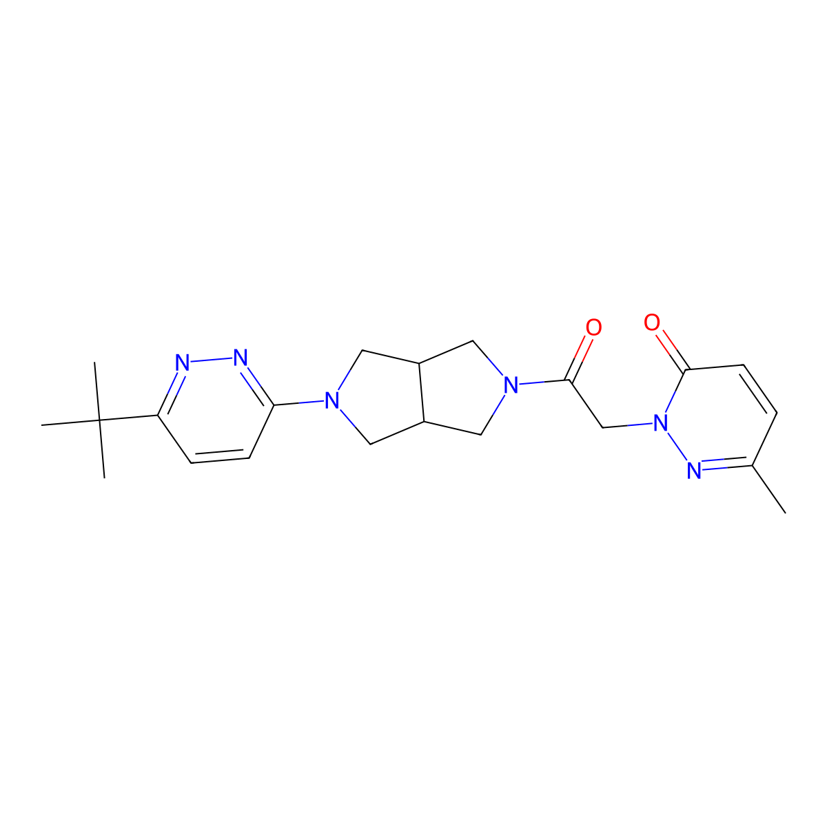 2-{2-[5-(6-Tert-butylpyridazin-3-yl)-octahydropyrrolo[3,4-c]pyrrol-2-yl]-2-oxoethyl}-6-methyl-2,3-dihydropyridazin-3-one molecular structure, CAS 2415628-39-4