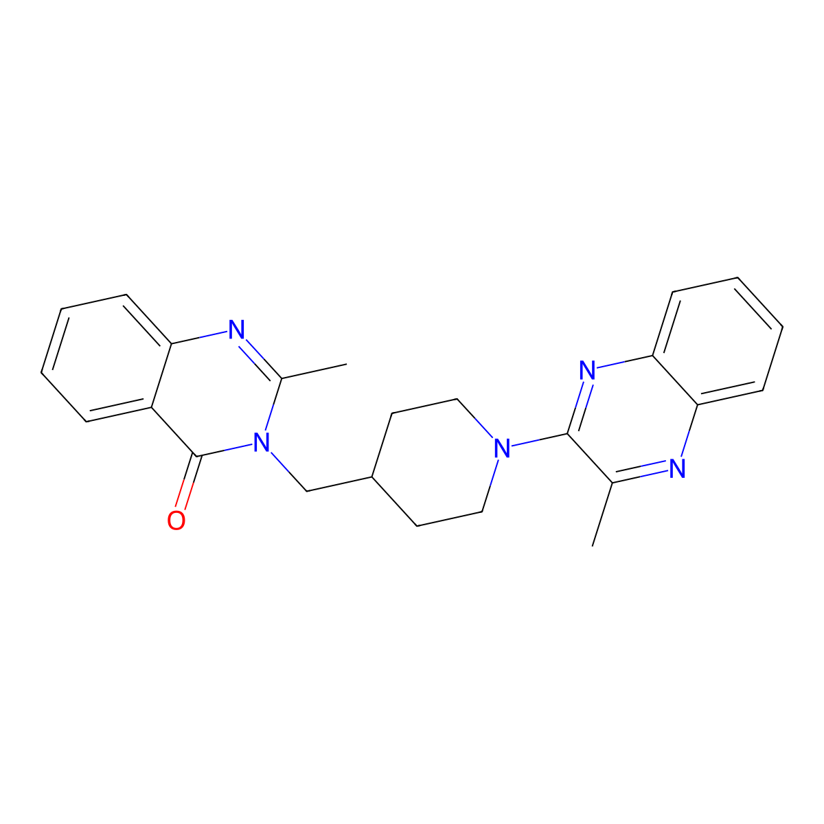 2-Methyl-3-{[1-(3-methylquinoxalin-2-yl)piperidin-4-yl]methyl}-3,4-dihydroquinazolin-4-one molecular structure, CAS 2415628-40-7