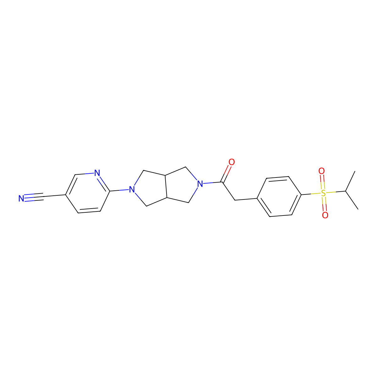 6-(5-{2-[4-(Propane-2-sulfonyl)phenyl]acetyl}-octahydropyrrolo[3,4-c]pyrrol-2-yl)pyridine-3-carbonitrile molecular structure, CAS 2415628-48-5