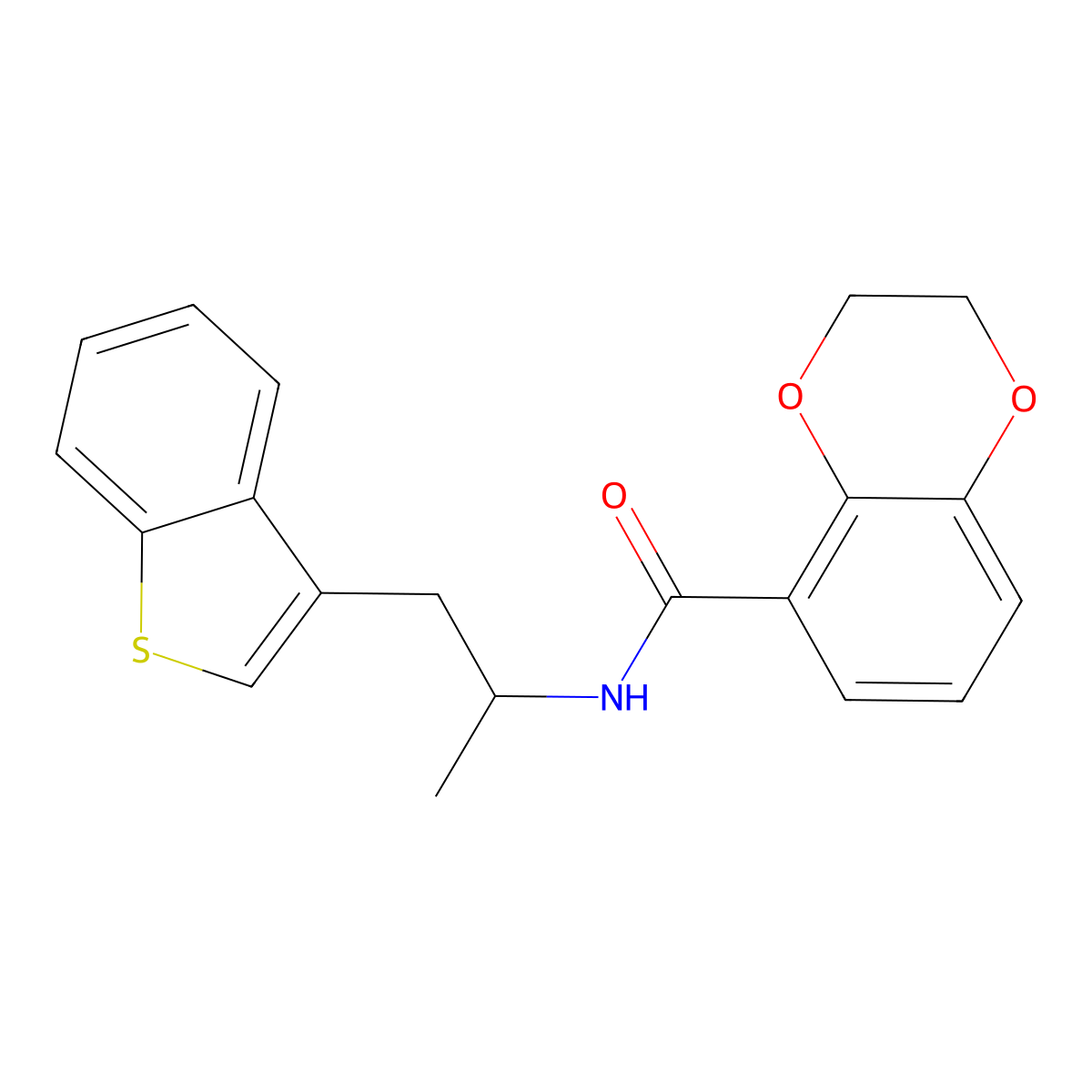 N-[1-(1-Benzothiophen-3-yl)propan-2-yl]-2,3-dihydro-1,4-benzodioxine-5-carboxamide molecular structure, CAS 2415628-59-8