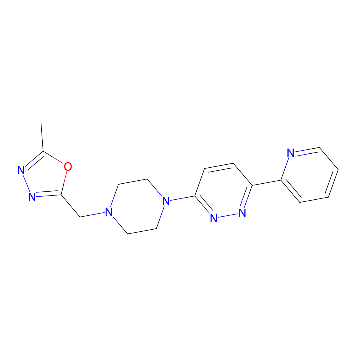 3-{4-[(5-Methyl-1,3,4-oxadiazol-2-yl)methyl]piperazin-1-yl}-6-(pyridin-2-yl)pyridazine molecular structure, CAS 2415628-61-2