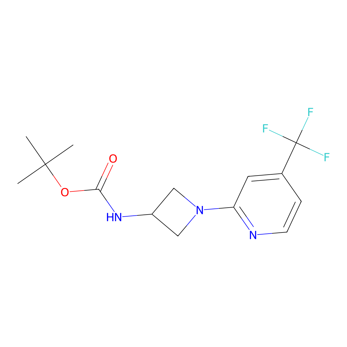 tert-butyl N-{1-[4-(trifluoromethyl)pyridin-2-yl]azetidin-3-yl}carbamate molecular structure, CAS 2415628-64-5