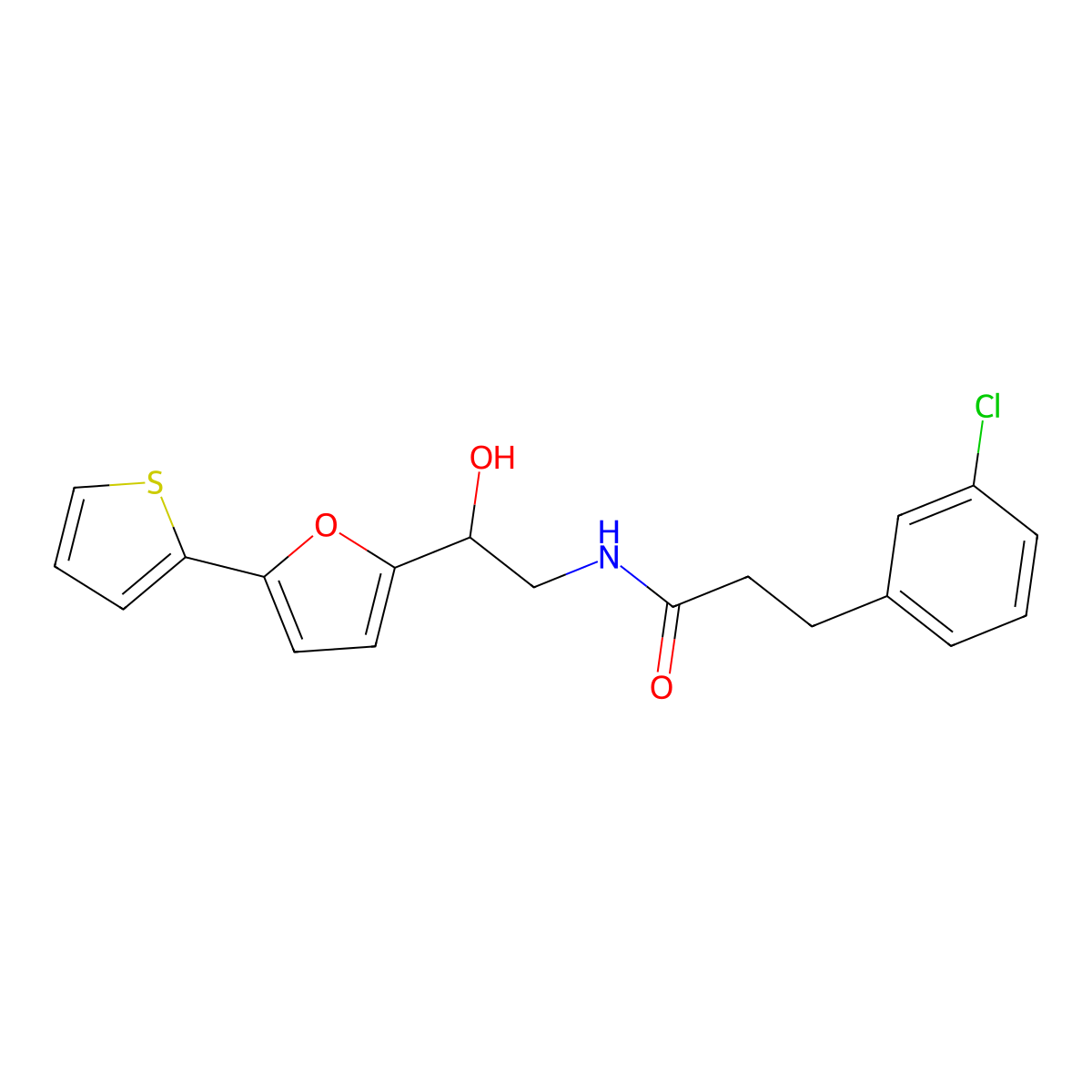 3-(3-chlorophenyl)-N-{2-hydroxy-2-[5-(thiophen-2-yl)furan-2-yl]ethyl}propanamide molecular structure, CAS 2415628-65-6