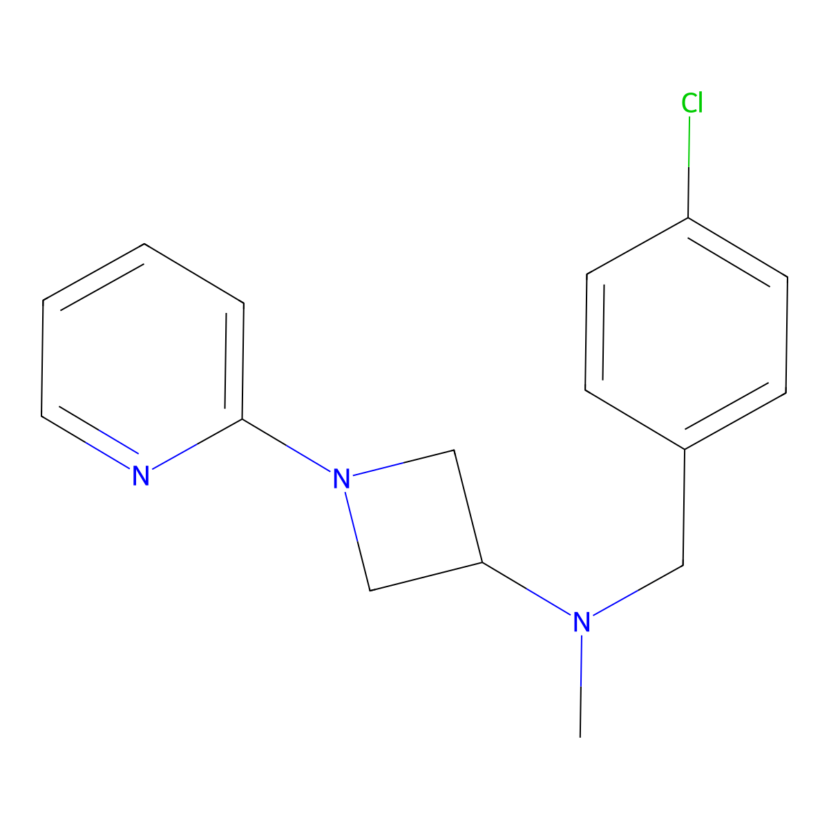 N-[(4-chlorophenyl)methyl]-N-methyl-1-(pyridin-2-yl)azetidin-3-amine molecular structure, CAS 2415628-70-3