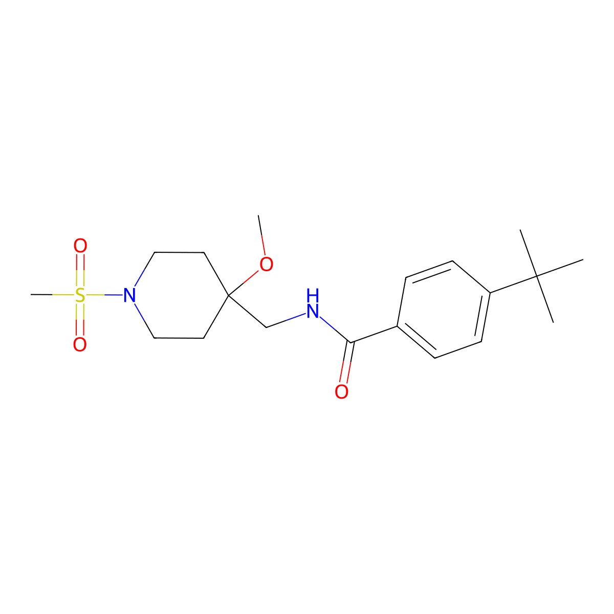 4-tert-butyl-N-[(1-methanesulfonyl-4-methoxypiperidin-4-yl)methyl]benzamide molecular structure, CAS 2415628-72-5