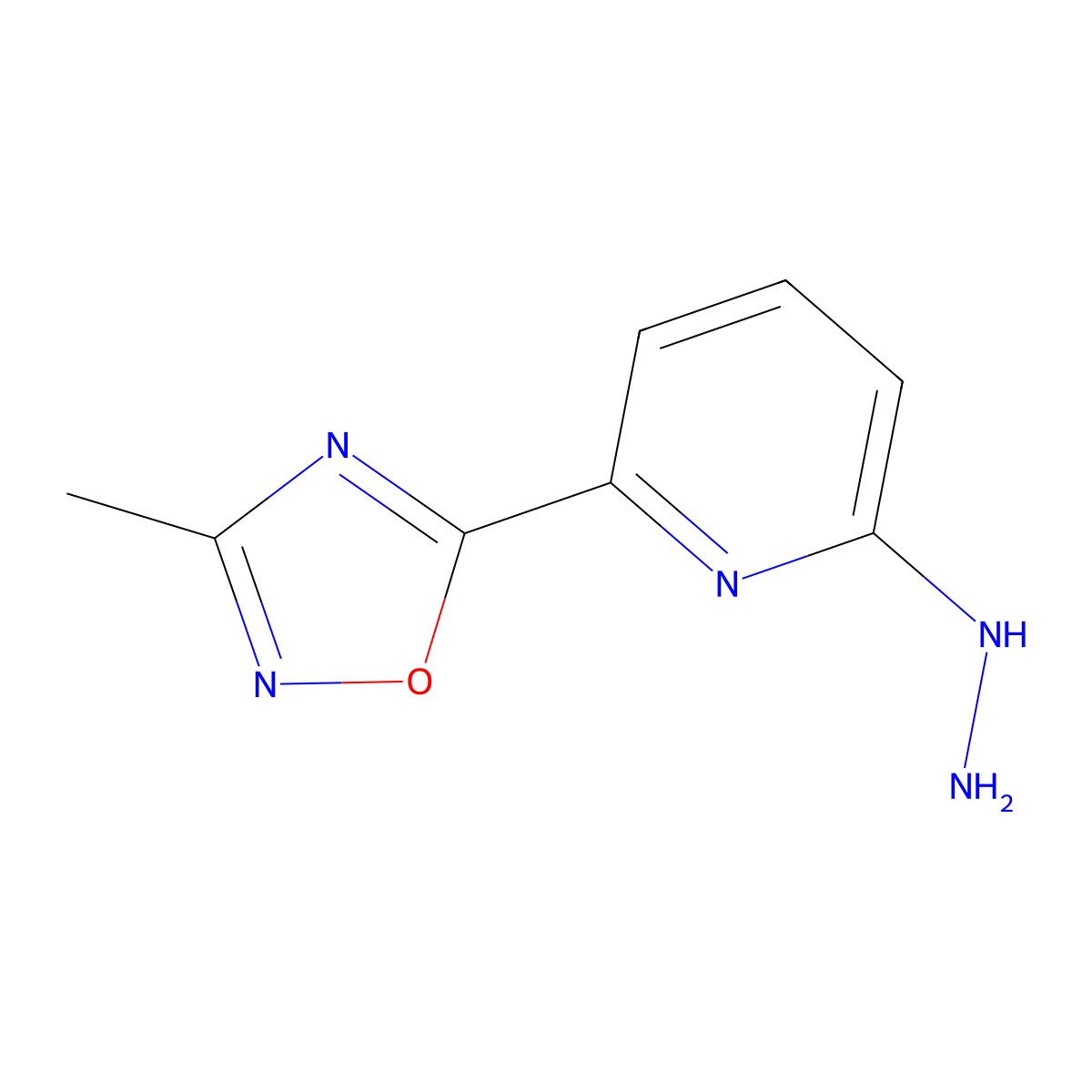 2-Hydrazinyl-6-(3-methyl-1,2,4-oxadiazol-5-yl)pyridine molecular structure, CAS 2415628-77-0