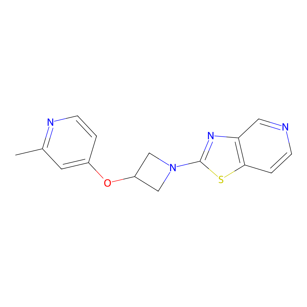 2-Methyl-4-[(1-{[1,3]thiazolo[4,5-c]pyridin-2-yl}azetidin-3-yl)oxy]pyridine molecular structure, CAS 2415628-84-9