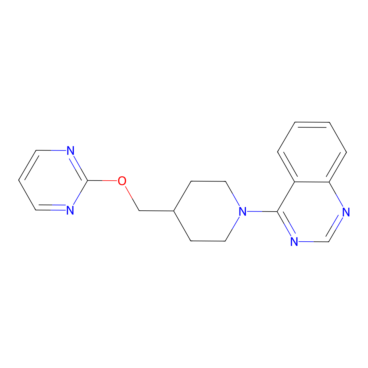 4-{4-[(Pyrimidin-2-yloxy)methyl]piperidin-1-yl}quinazoline molecular structure, CAS 2415628-85-0