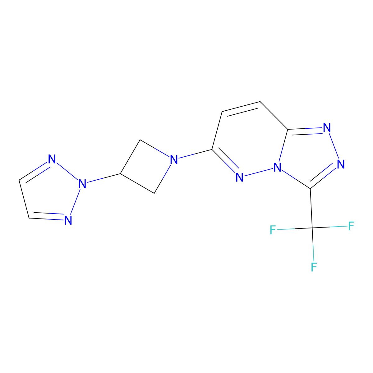 2-{1-[3-(trifluoromethyl)-[1,2,4]triazolo[4,3-b]pyridazin-6-yl]azetidin-3-yl}-2H-1,2,3-triazole molecular structure, CAS 2415628-92-9