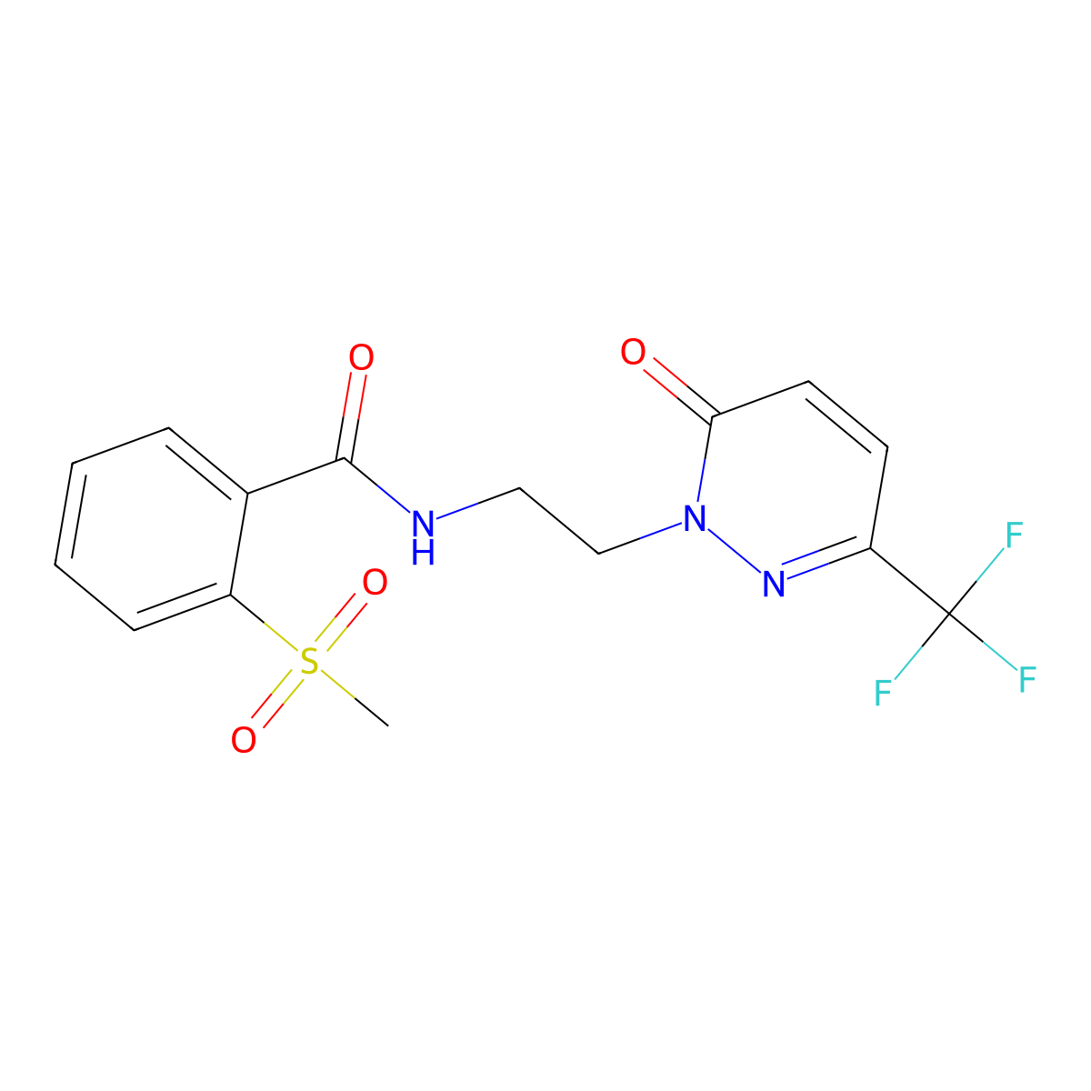 2-methanesulfonyl-N-{2-[6-oxo-3-(trifluoromethyl)-1,6-dihydropyridazin-1-yl]ethyl}benzamide molecular structure, CAS 2415628-95-2