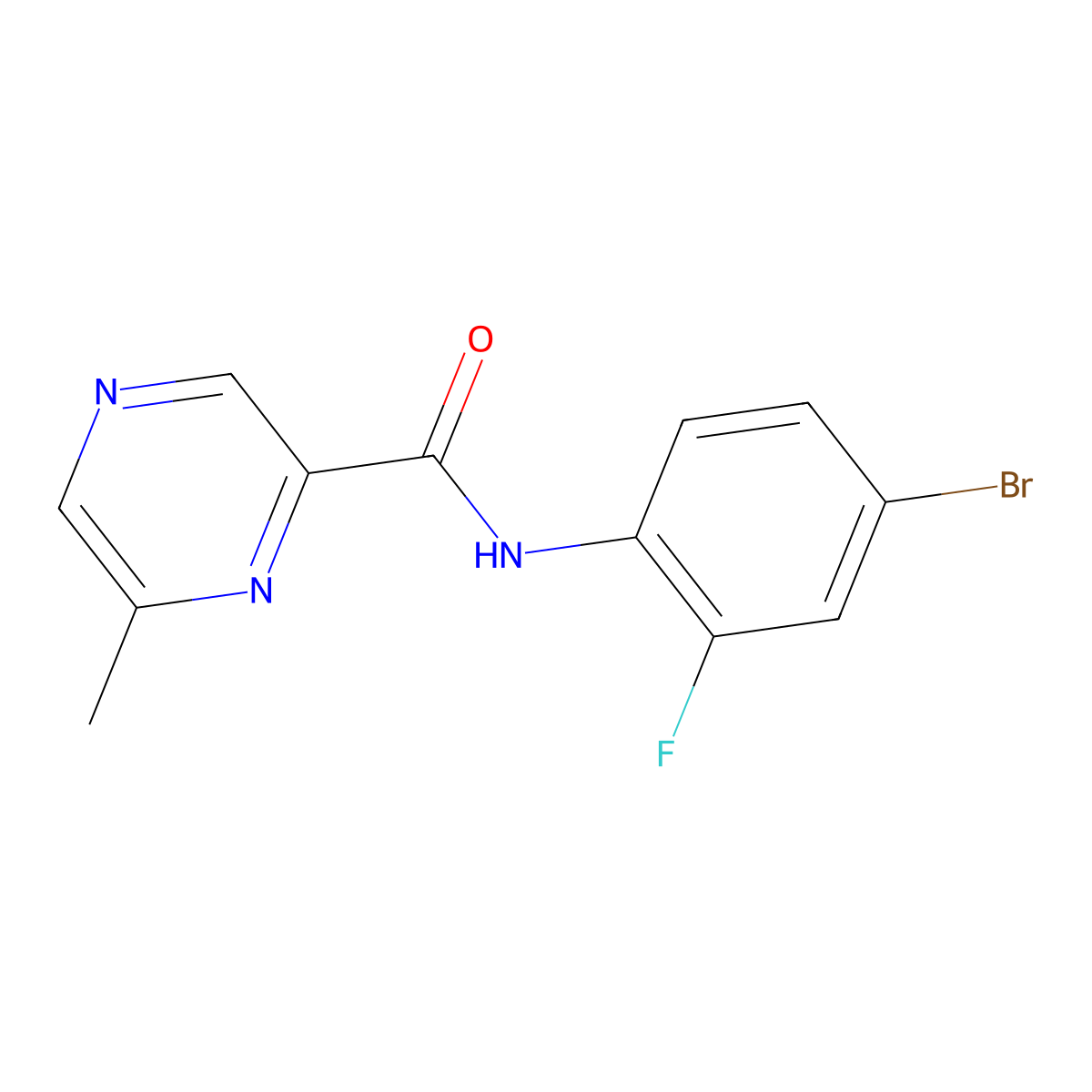 N-(4-Bromo-2-fluorophenyl)-6-methylpyrazine-2-carboxamide molecular structure, CAS 2415628-97-4