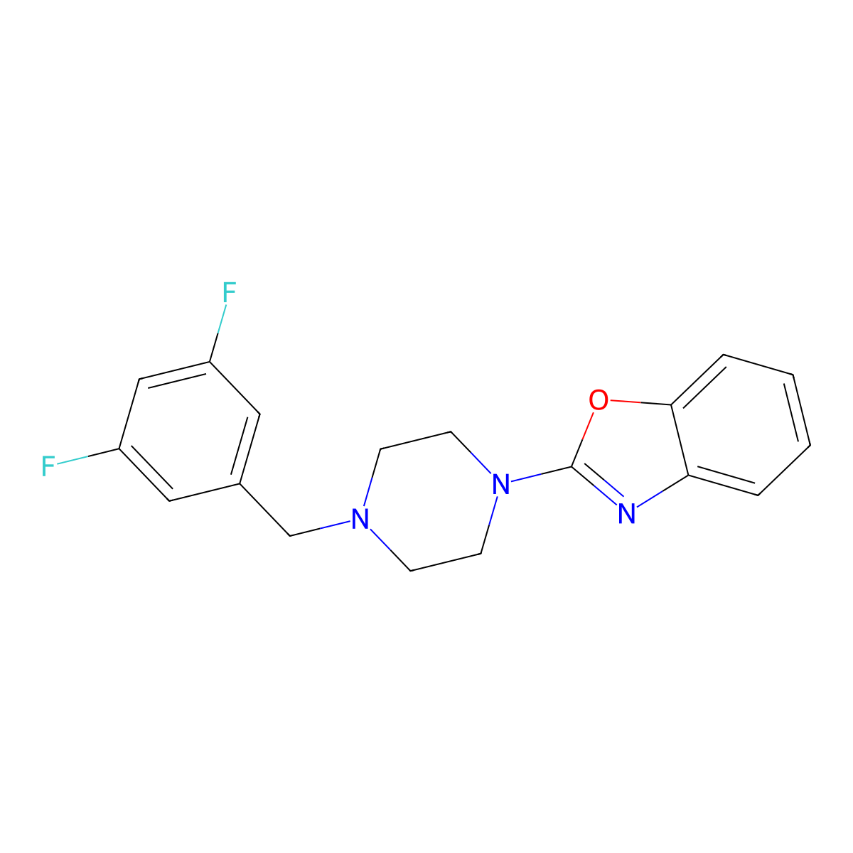 2-{4-[(3,5-Difluorophenyl)methyl]piperazin-1-yl}-1,3-benzoxazole molecular structure, CAS 2415629-05-7