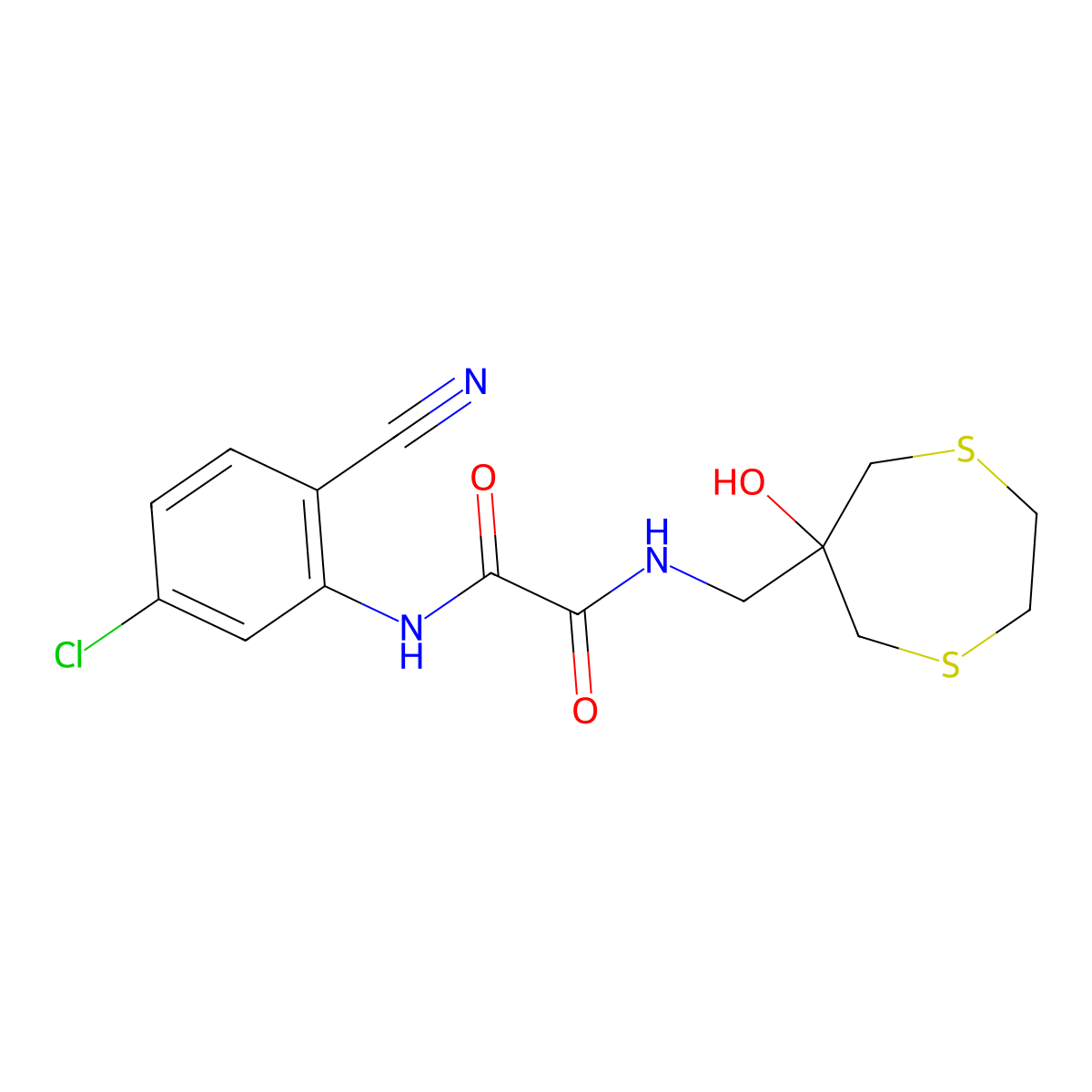 N'-(5-Chloro-2-cyanophenyl)-N-[(6-hydroxy-1,4-dithiepan-6-yl)methyl]oxamide molecular structure, CAS 2415629-07-9