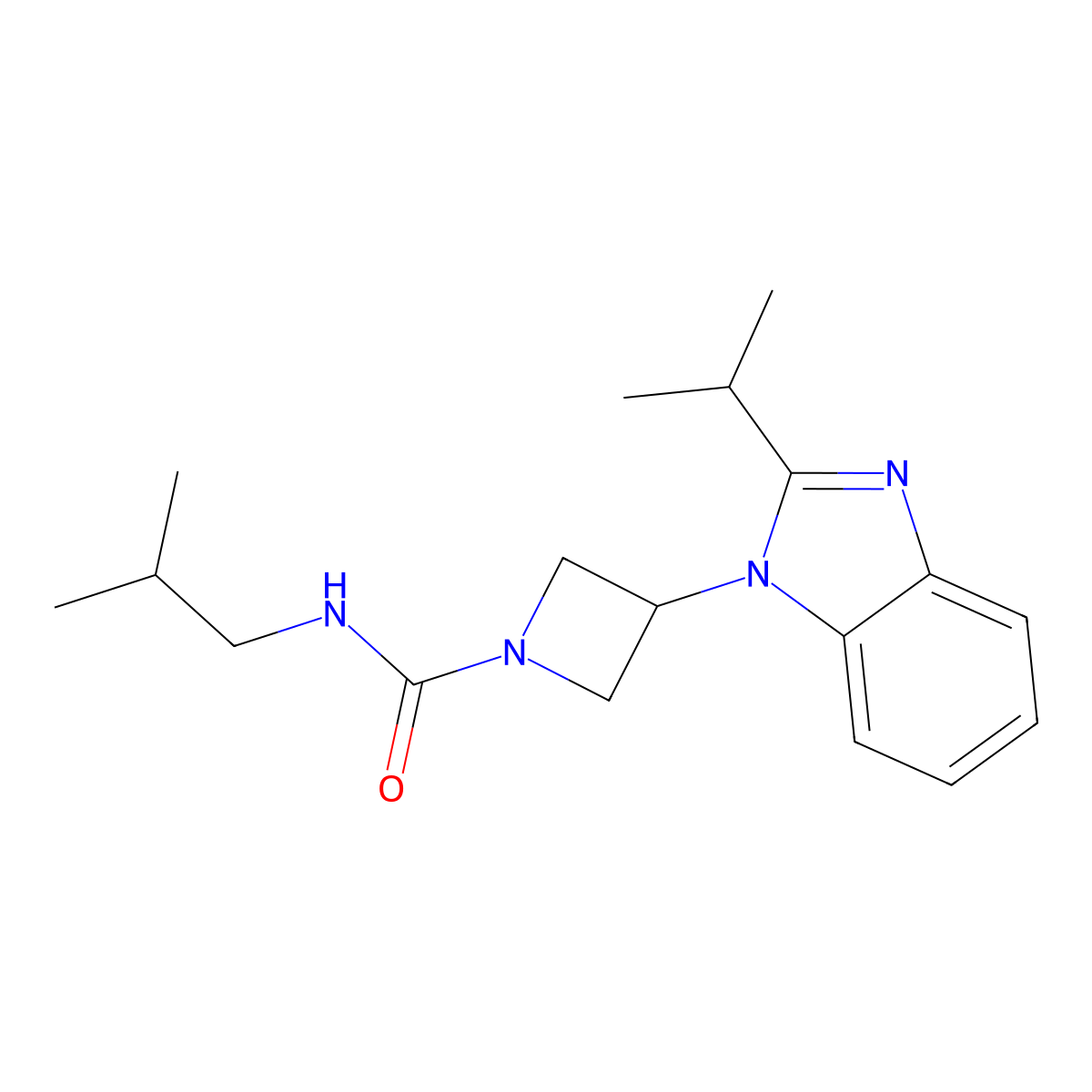 N-(2-methylpropyl)-3-[2-(propan-2-yl)-1H-1,3-benzodiazol-1-yl]azetidine-1-carboxamide molecular structure, CAS 2415629-09-1