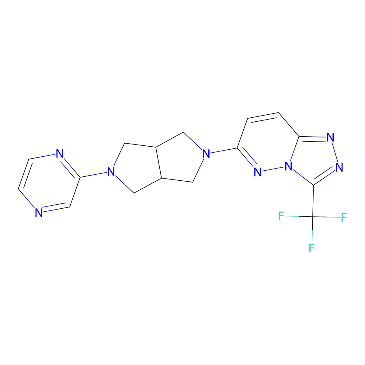 2-{5-[3-(Trifluoromethyl)-[1,2,4]triazolo[4,3-b]pyridazin-6-yl]-octahydropyrrolo[3,4-c]pyrrol-2-yl}pyrazine molecular structure, CAS 2415629-16-0