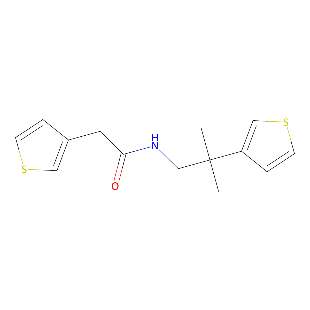 N-[2-methyl-2-(thiophen-3-yl)propyl]-2-(thiophen-3-yl)acetamide molecular structure, CAS 2415629-27-3