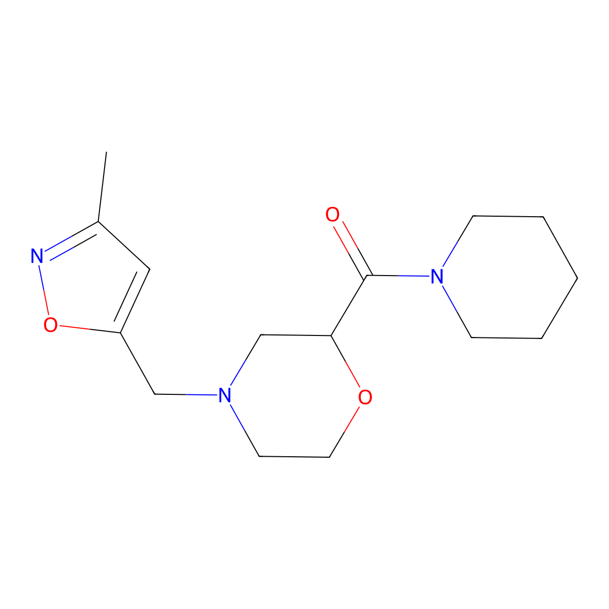 4-[(3-Methyl-1,2-oxazol-5-yl)methyl]-2-(piperidine-1-carbonyl)morpholine molecular structure, CAS 2415629-35-3
