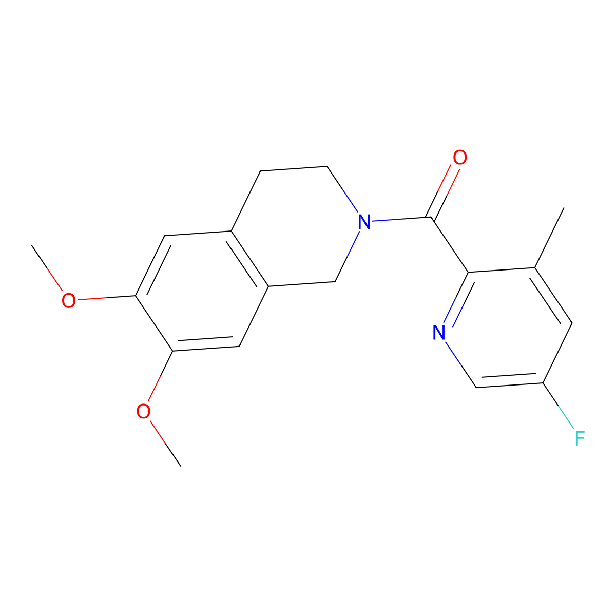 2-(5-Fluoro-3-methylpyridine-2-carbonyl)-6,7-dimethoxy-1,2,3,4-tetrahydroisoquinoline molecular structure, CAS 2415629-36-4