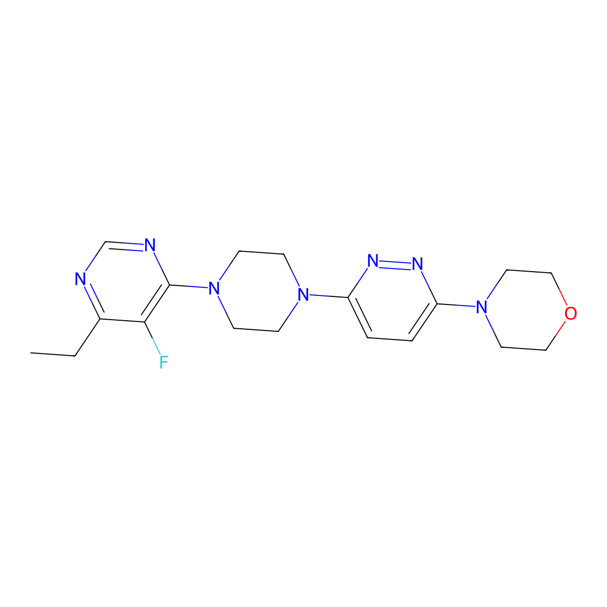 4-{6-[4-(6-Ethyl-5-fluoropyrimidin-4-yl)piperazin-1-yl]pyridazin-3-yl}morpholine molecular structure, CAS 2415629-51-3