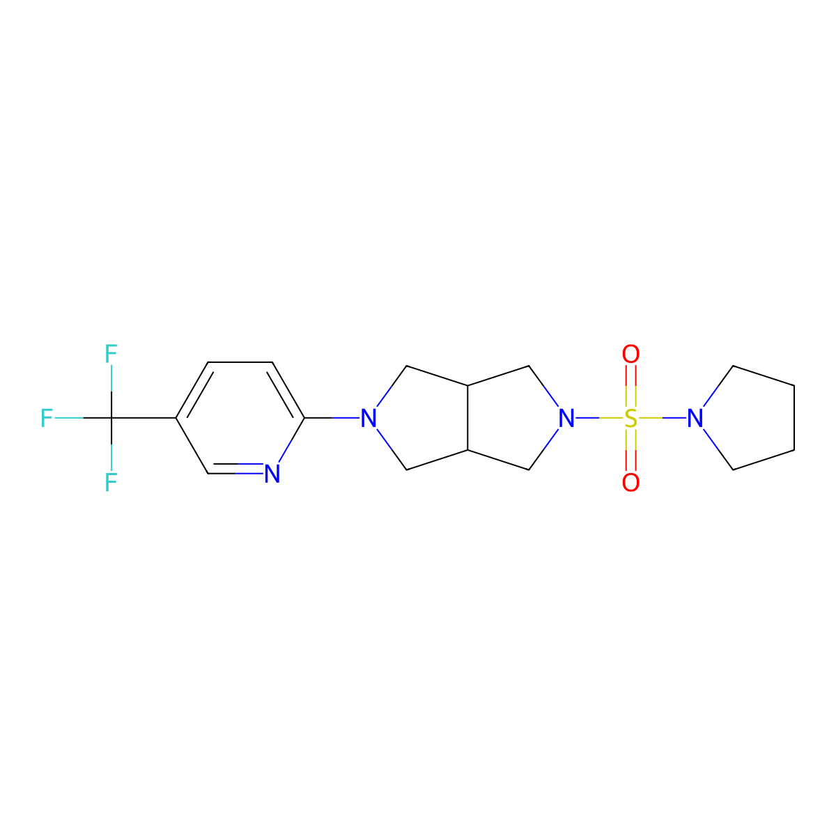 2-[5-(Pyrrolidine-1-sulfonyl)-octahydropyrrolo[3,4-c]pyrrol-2-yl]-5-(trifluoromethyl)pyridine molecular structure, CAS 2415629-52-4